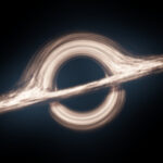 Черная дыра с аккреционным диском в космосе, иллюстрация астрономического феномена.