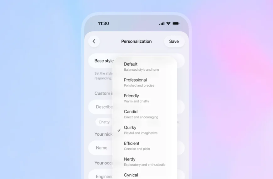 Меню настройки стиля приложения на смартфоне для персонализации ответа.
