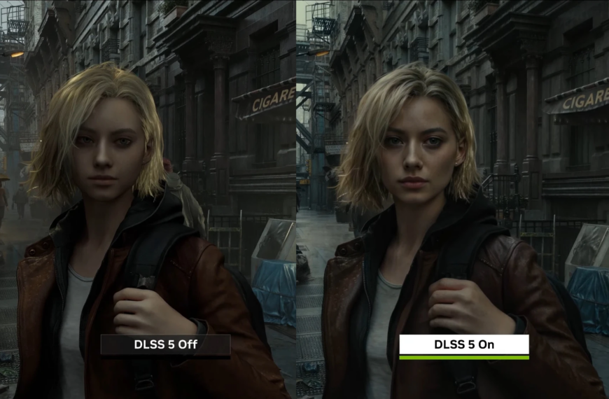 Сравнение DLSS 5: слева без технологии, справа с улучшенной графикой.