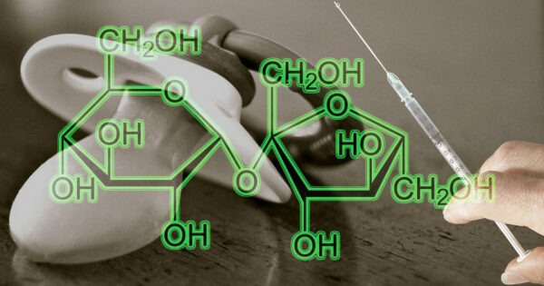 Пустышка, химическая формула и шприц символизируют лекарства для детей.