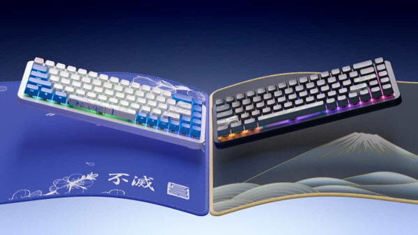 Две механические клавиатуры с художественным фоном и подсветкой.