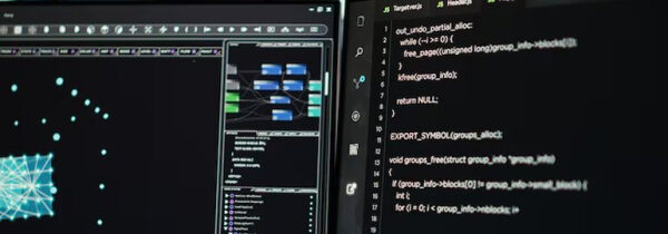 Код на экране компьютера, программирование, интерфейс разработчика.
