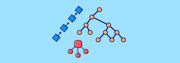 Блок-схемы и графы на голубом фоне для визуализации алгоритмов.