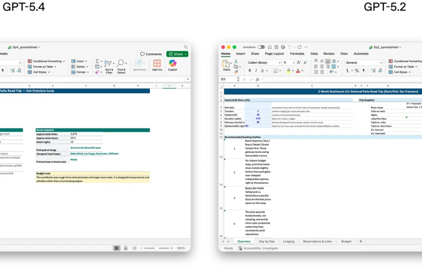 Два окна Excel с маршрутами и бюджетом поездки по паркам США.