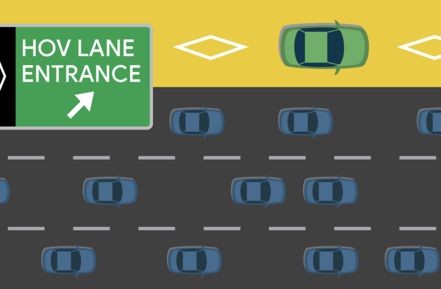 Въезд на HOV-полосу для автомобилей с несколькими пассажирами.