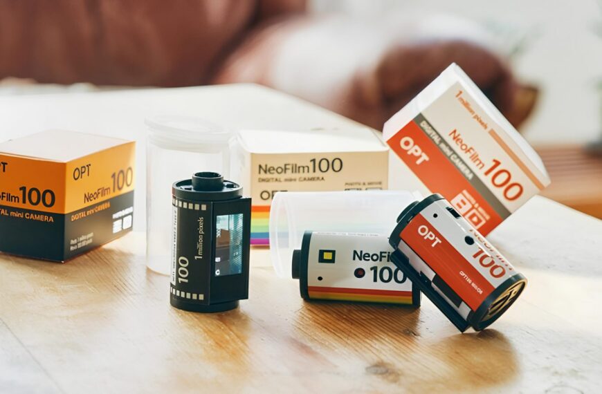 Пленка NeoFilm 100 на деревянном столе в окружении упаковок.
