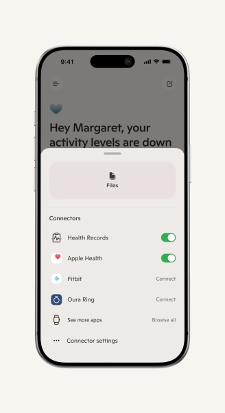 Скриншот экрана носимых устройств в мобильной версии Copilot Health.