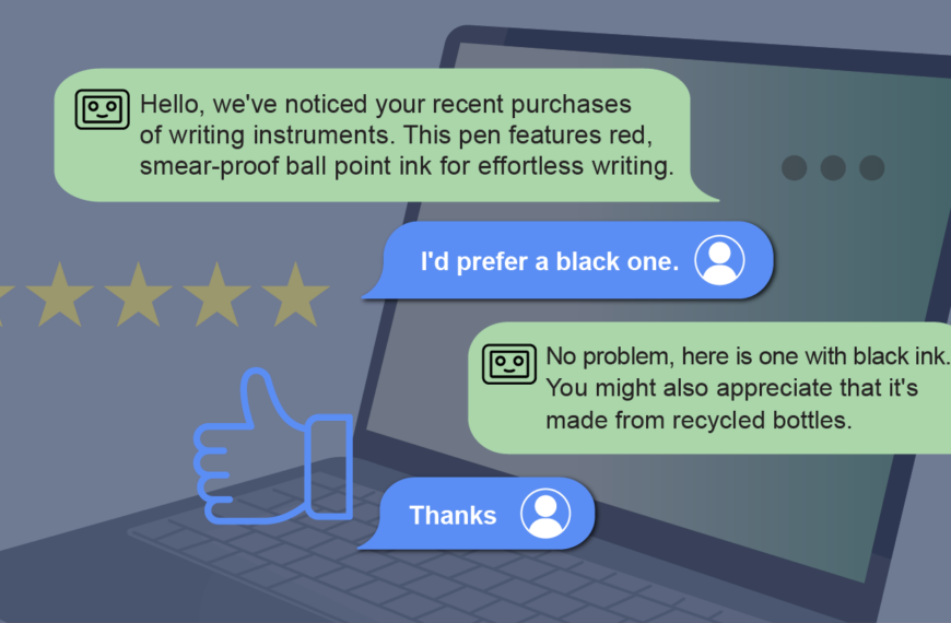 Чат-бот предлагает пользователю купить ручку, приобрeтённую из переработанных бутылок.