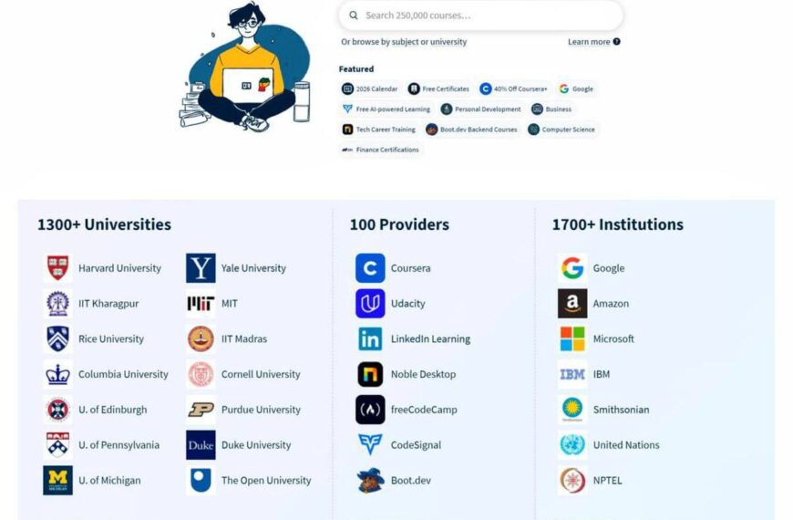 Каталог с курсами от университетов, образовательных платформ и институтов.