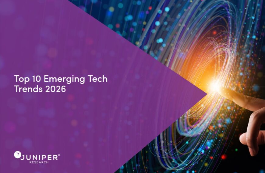 Топ-10 новых технологий 2026, палец и световые линии на абстрактном фоне.