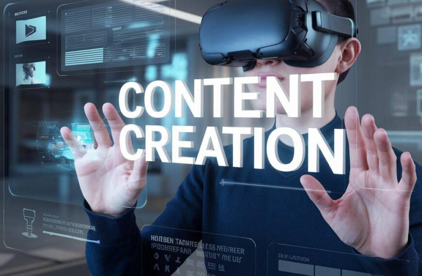 Человек в VR-гарнитуре работает с виртуальным контентом на прозрачном экране.