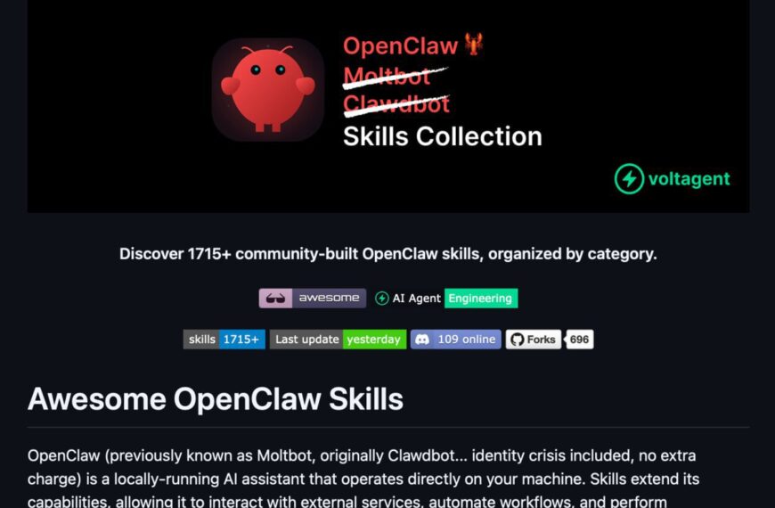 Сборник навыков OpenClaw для ИИ, описание функций, ссылки и обновления.
