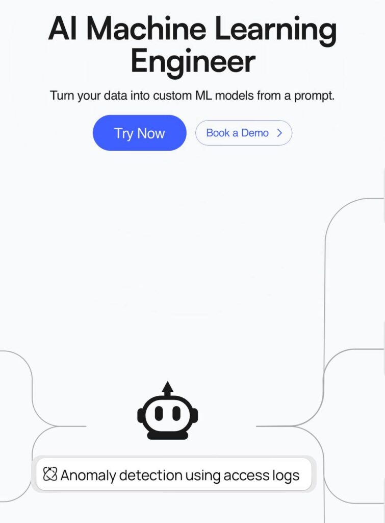 Создание AI моделей из данных, кнопки "Попробовать" и "Записаться на демонстрацию".