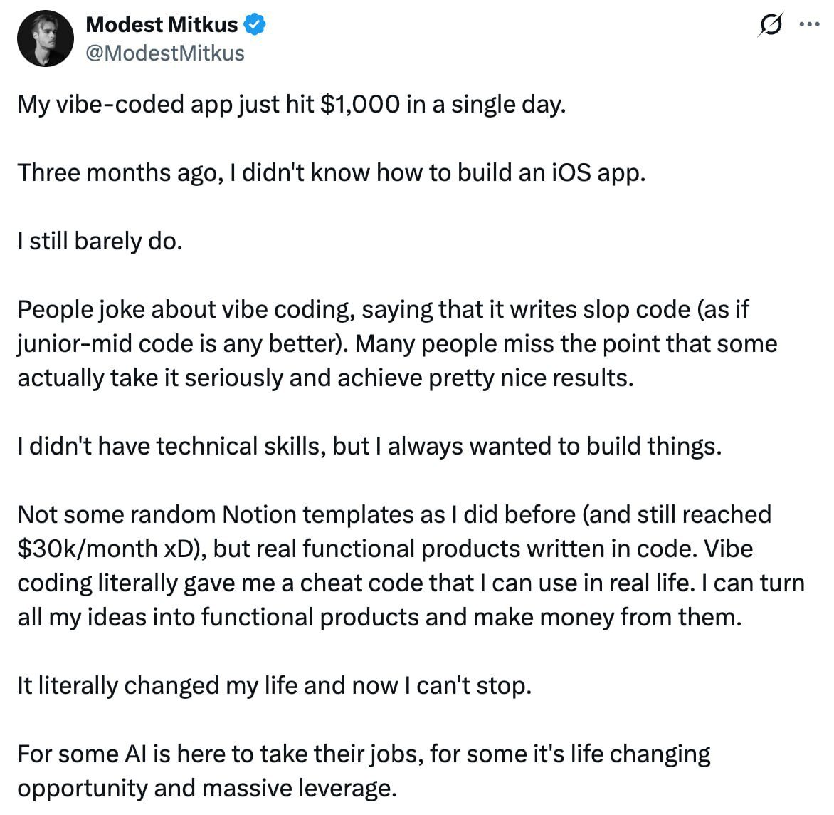Разработка iOS-приложения без технических навыков и рост дохода до $1000 в день.