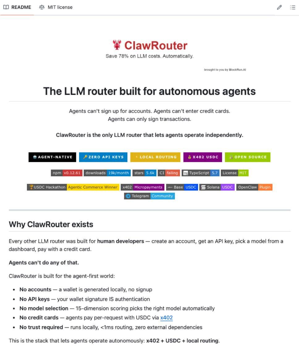 ClawRouter: автономный LLM-маршрутизатор для агентов, без учётных записей и API ключей.