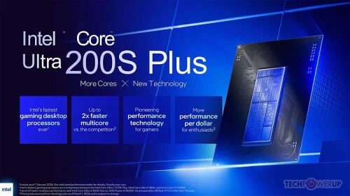 Реклама Intel Core Ultra 200S Plus с упором на производительность и новые технологии.