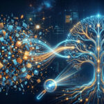 Цифровое дерево и поток данных, символизирующие анализ больших данных и технологии.