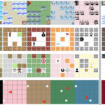 Мозаика из пиксельных видеоигр, разнообразные уровни с разными препятствиями.