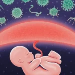 Изображение защищённого от вирусов младенца в утробе матери.