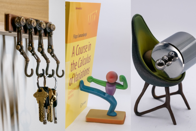 Ключи на крючке, книга и фигурка человека, стул с нестандартным предметом.