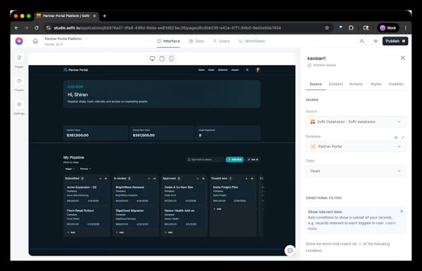 Softr запускает платформу, основанную на искусственном интеллекте, чтобы помочь нетехническим командам создавать бизнес-приложения без написания кода. 4 партнерский-портал-двухрежимный
