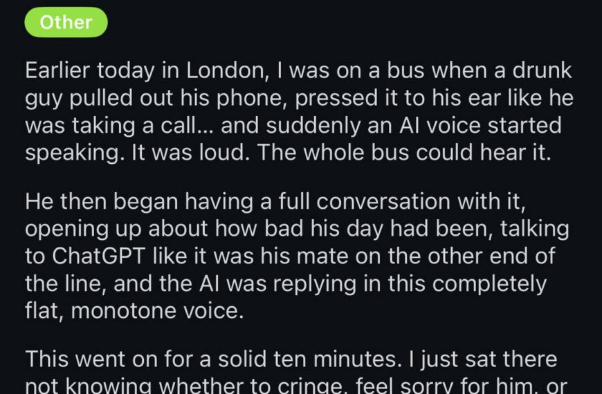 Разговор нетрезвого мужчины с ChatGPT на автобусе, рассказ на Reddit.