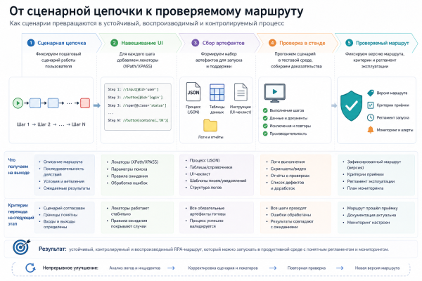 Если процесс описан строго, он может стать основой не только инструкции, но и автоматизированной проверки пользовательского маршрута. Если процесс описан строго, он может стать основой не только инструкции, но и автоматизированной проверки пользовательского маршрута.