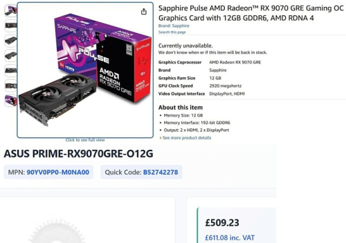 AMD Radeon RX 9070 GRE начала появляться в зарубежных магазинах AMD Radeon RX 9070 GRE начала появляться в зарубежных магазинах