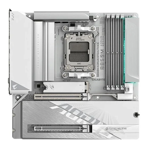GIGABYTE B850M AORUS STEALTH ICE &mdash; компактная белая плата со скрытыми разъёмами