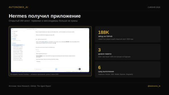 Hermes получил десктопное приложение: открытый ИИ-агент стал доступен без терминала
