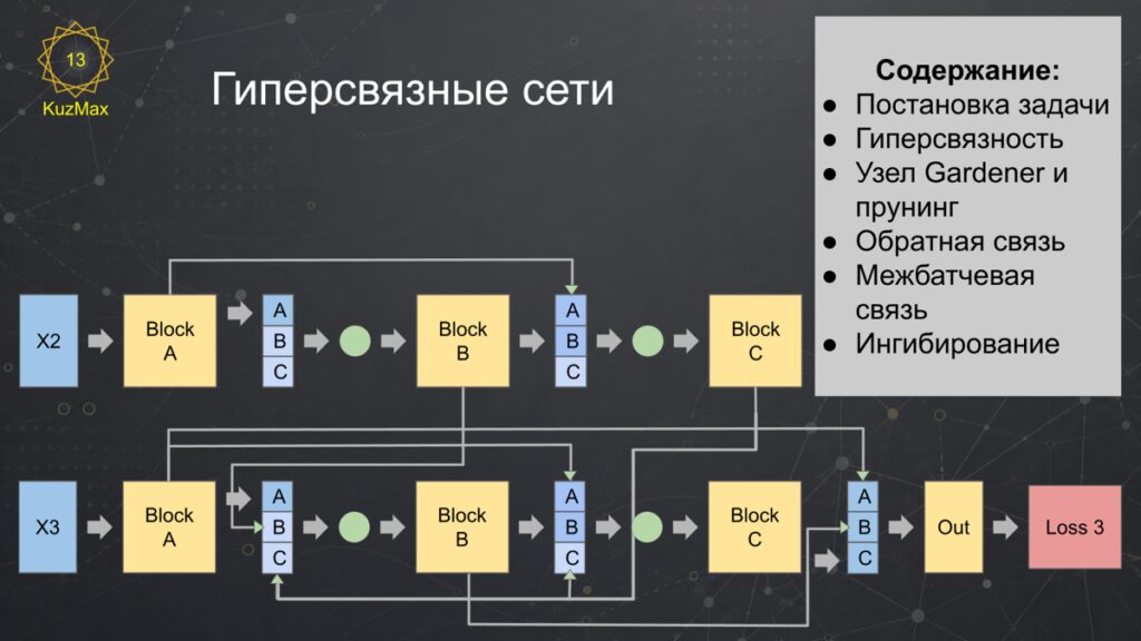 Гиперсвязные нейронные сети. Имитация биологических нейронов: ОС, прунинг, ингибирование и межбатчевая связь