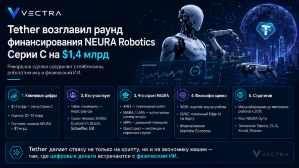 Tether возглавил раунд финансировании NEURA Robotics из Германии Серии С на $1,4 млрд.