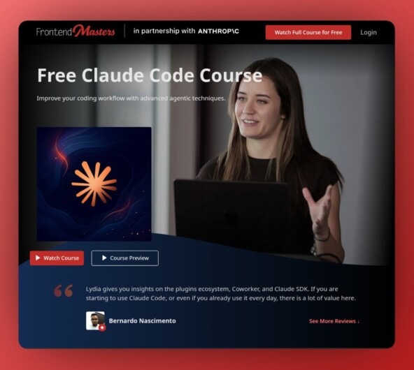 Anthropic вместе с Frontend Masters выкатили бесплатный курс по Claude Code.
