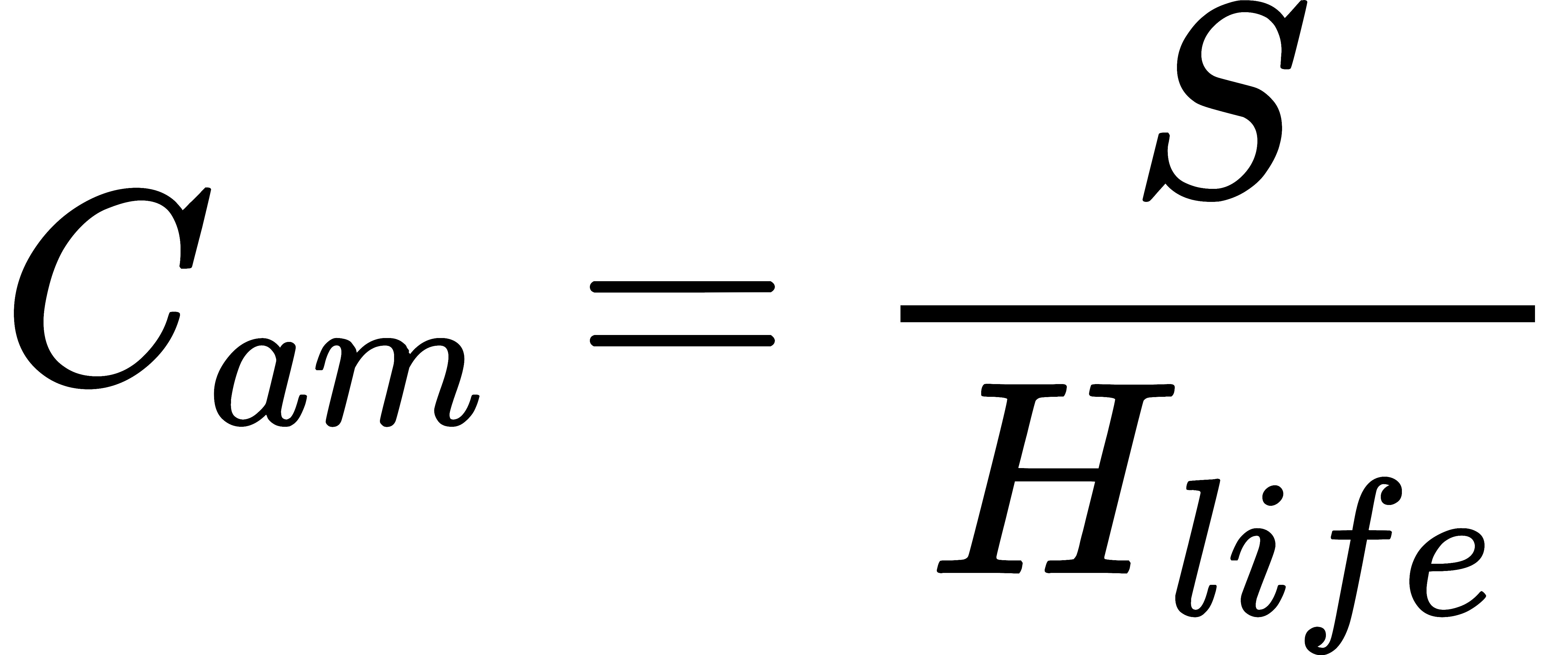 C_{am} = frac{S}{H_{life}}