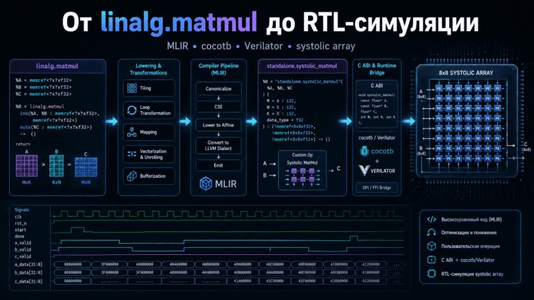 MLIR-to-RTL simulation flow: от linalg.matmul до systolic array