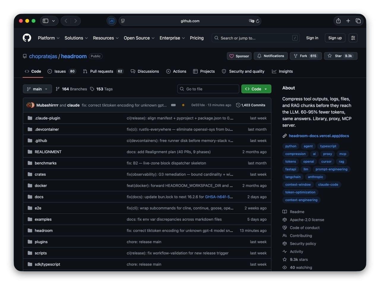 Headroom режет токены для вайбкодинга Для тяжёлых агентных сессий появился…