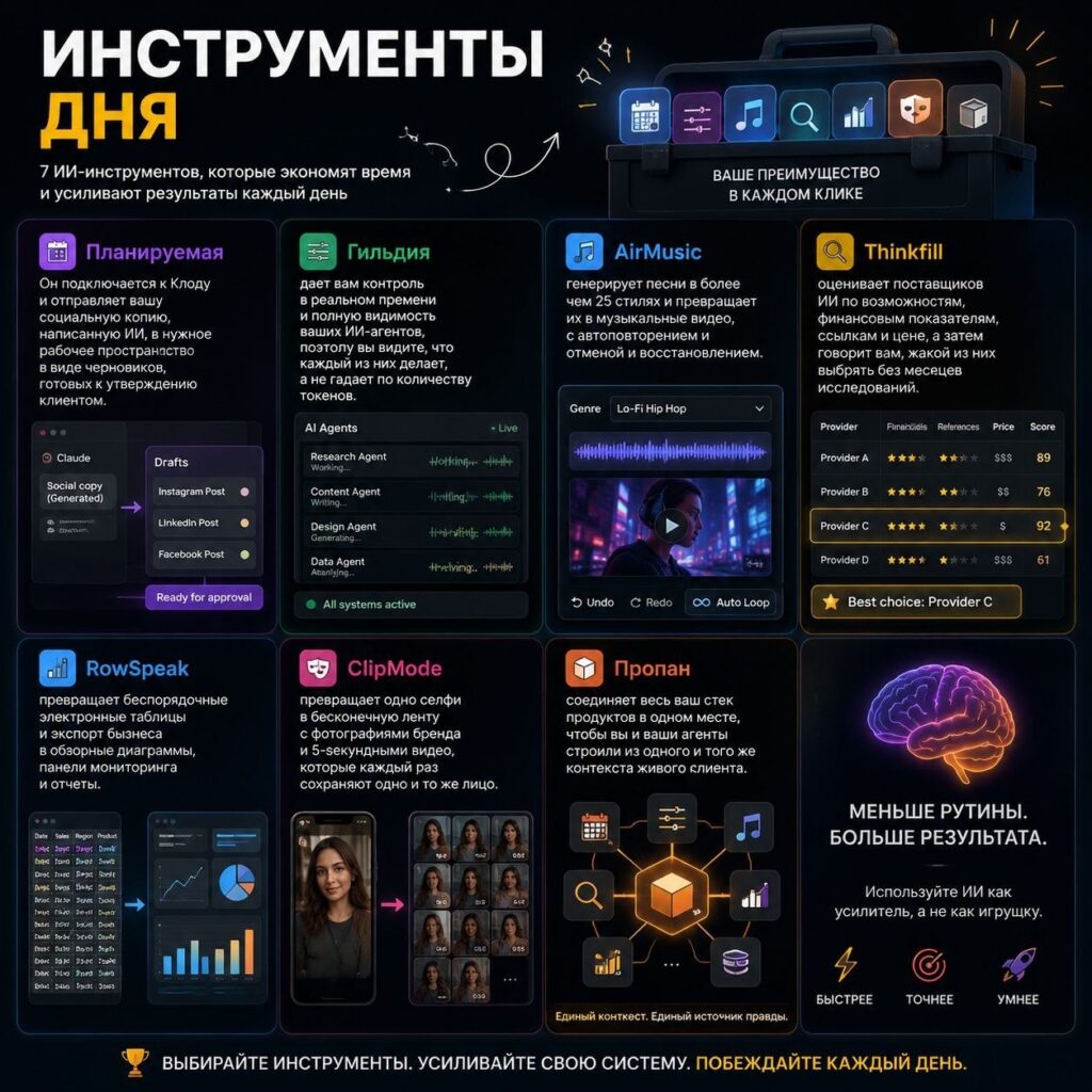 Инструменты дня 📅 Планируемая Он подключается к Клоду и отправляет…