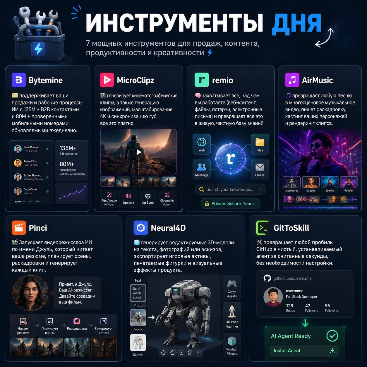 Инструменты дня 📇 Bytemine поддерживает ваши продажи и рабочие процессы ИИ с…