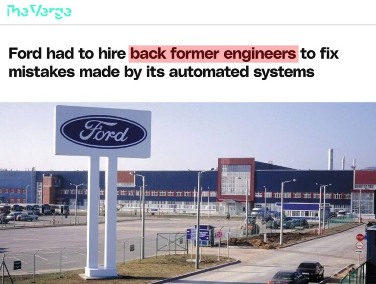 ИИ не справился: Ford нанял обратно 350 инженеров. Компания переложила…