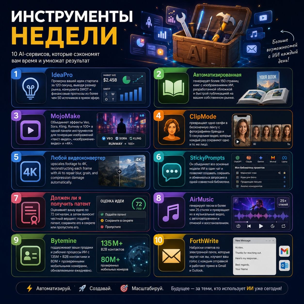 Инструменты недели 💡 IdeaPro Проверка вашей идеи стартапа за 120 секунд, выводя…