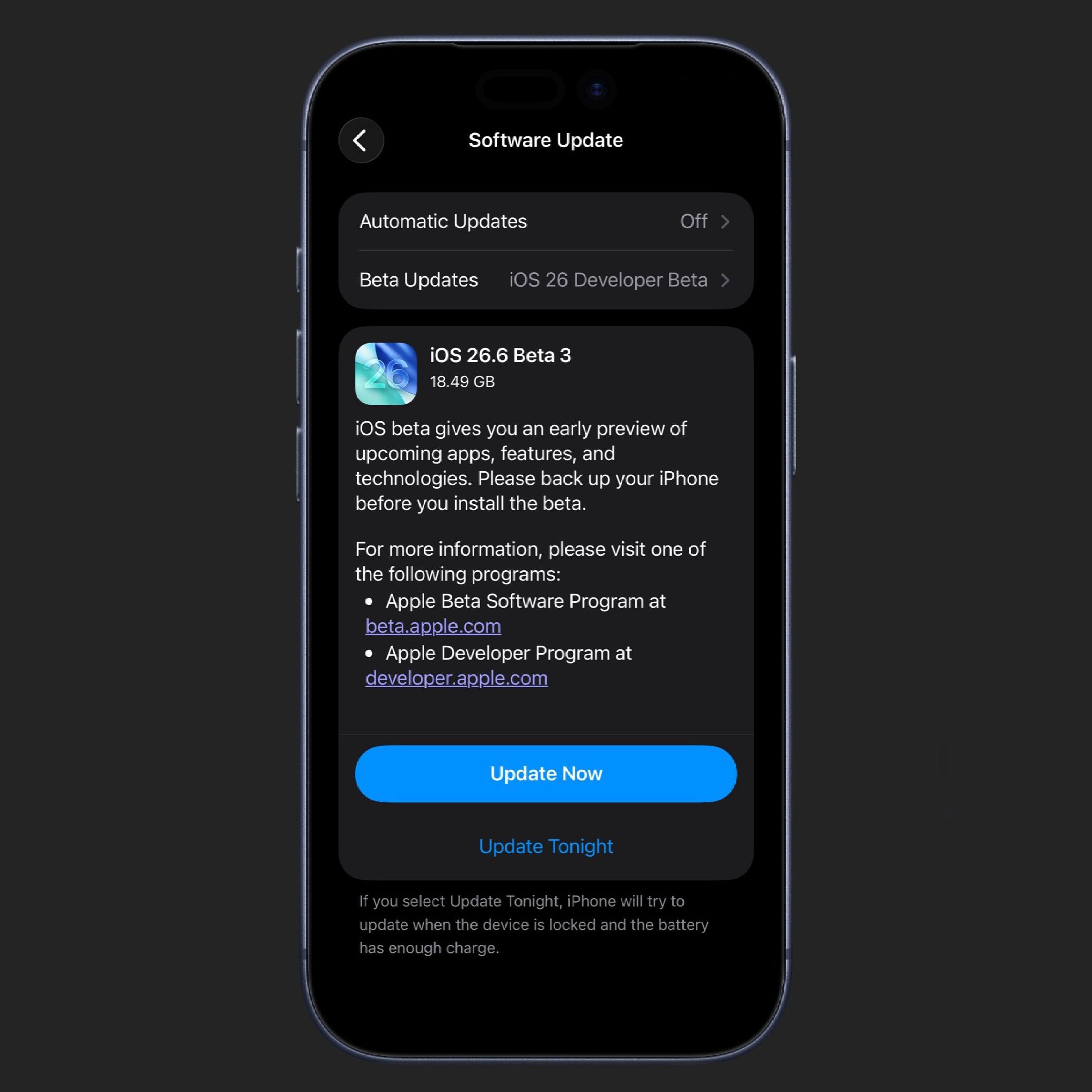 ⚙️ Apple выпускает следующие бета-версии для разработчиков: • iOS 26.6…