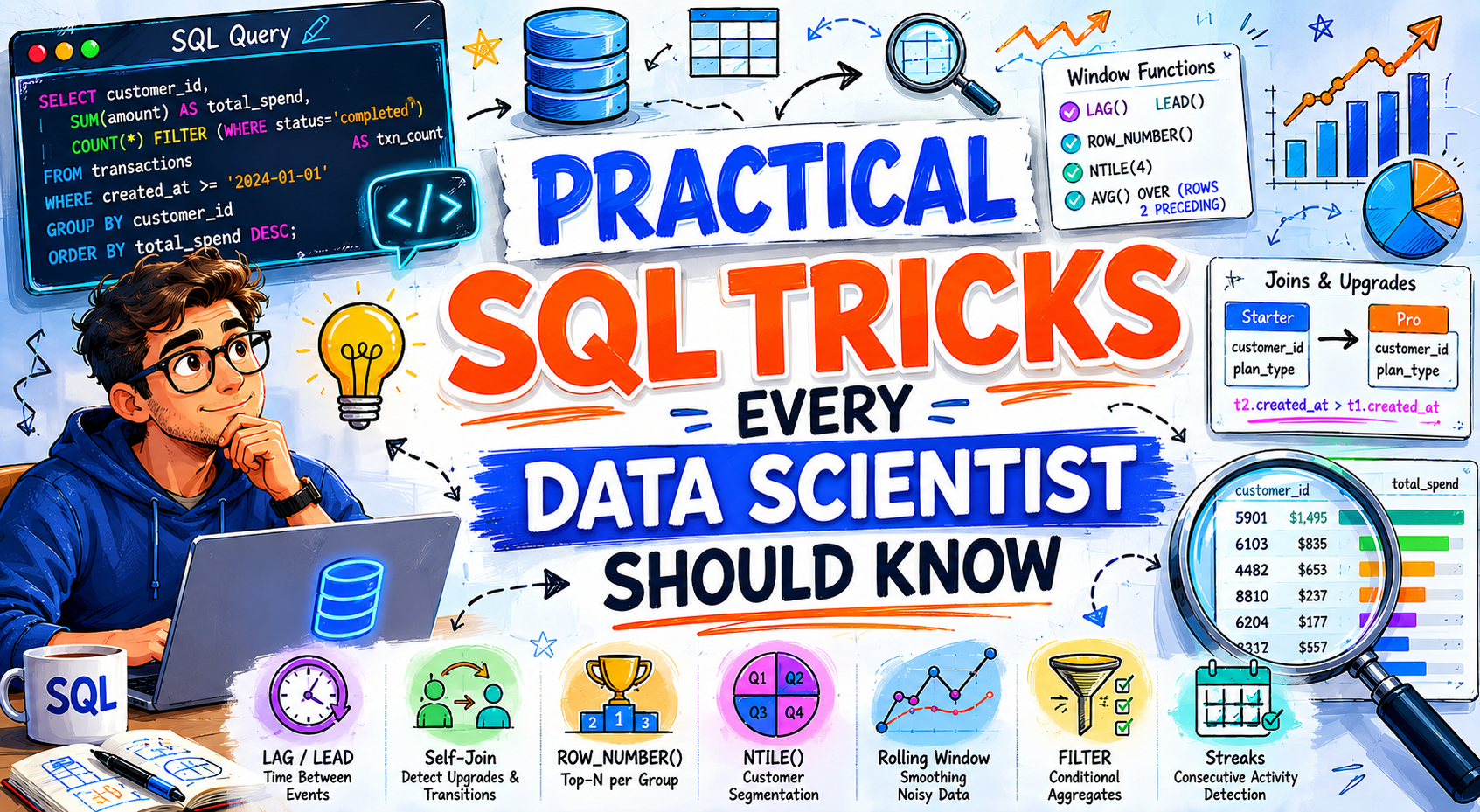 Практические приемы работы с SQL, которые должен знать каждый специалист по анализу данных.