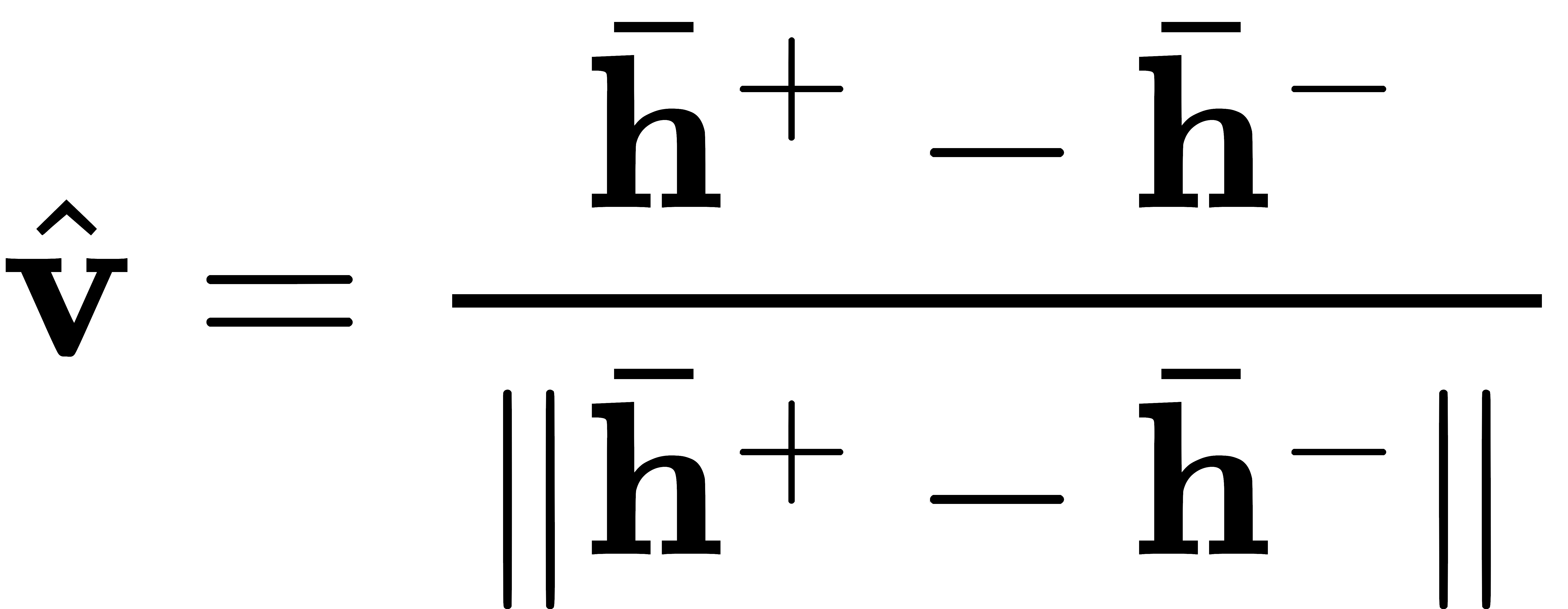 hat{mathbf{v}} = frac{bar{mathbf{h}}^+ - bar{mathbf{h}}^-}{|bar{mathbf{h}}^+ - bar{mathbf{h}}^-|}