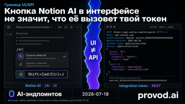 Notion AI API без подмены встроенного AI интерфейсом Notion API
