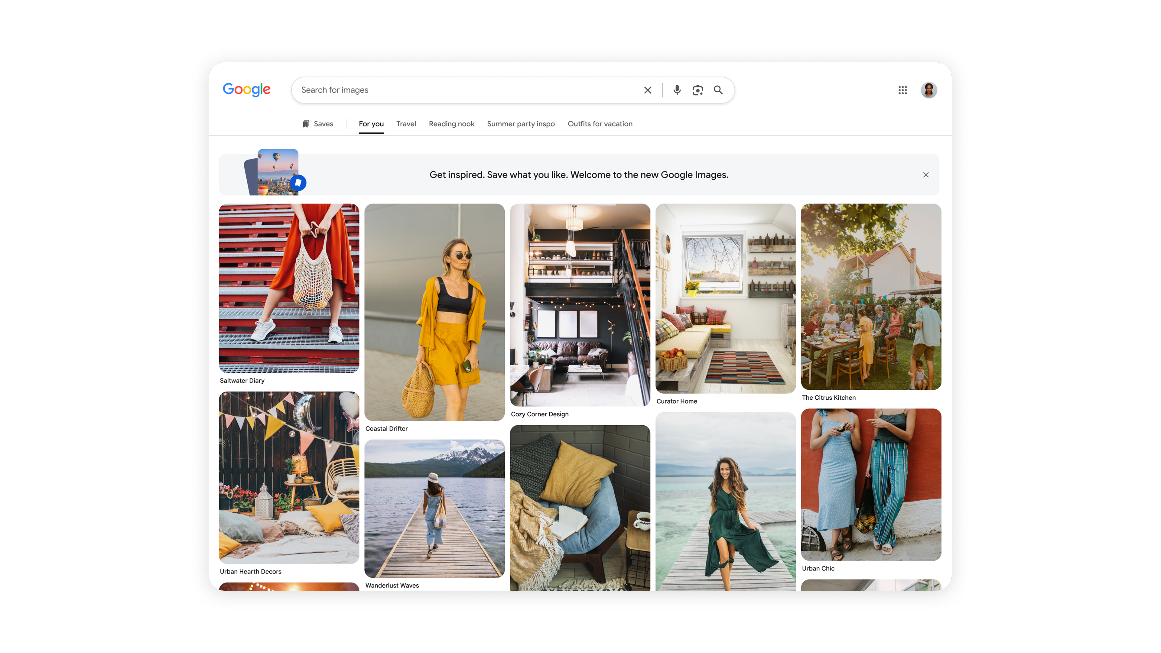 Интерфейс изображений Google