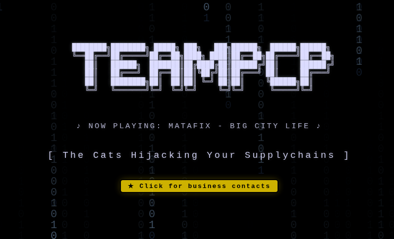 Скриншот сайта утечек информации с логотипом TeamPCP.