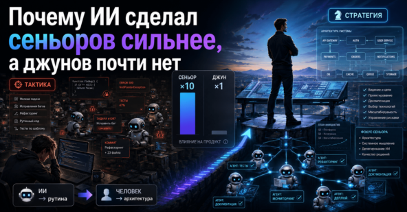 Почему ИИ сделал сеньоров сильнее, а джунов почти нет