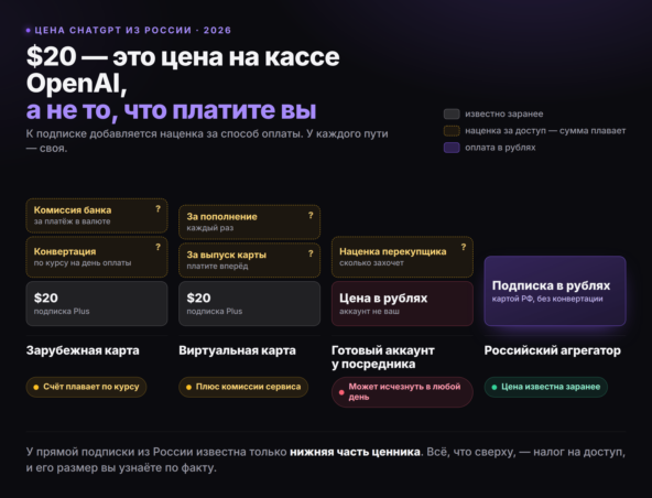 Агрегатор нейросетей или прямая подписка ChatGPT Plus: где реально дешевле в 2026 3 Агрегатор нейросетей или прямая подписка ChatGPT Plus: где реально дешевле в 2026