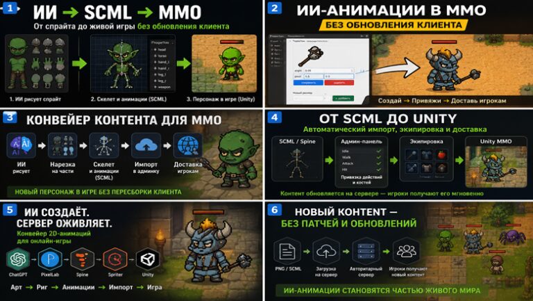 ч. 18 — Конвейер контента для MMO: импорт анимации, экипировка и обновление игры без патчей