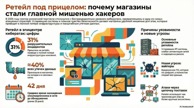 Ретейл стал любимой мишенью атак хакеров В 2025 году розничная…